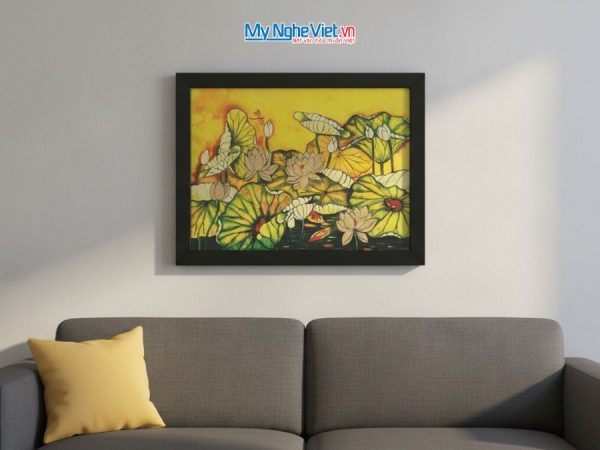 Tranh sơn mài vẽ hoa sen