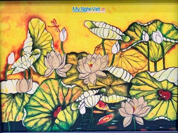 Tranh sơn mài vẽ hoa sen