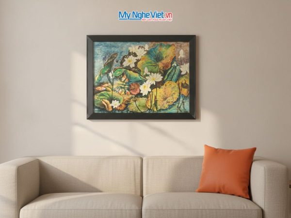Tranh sơn mài vẽ hoa sen