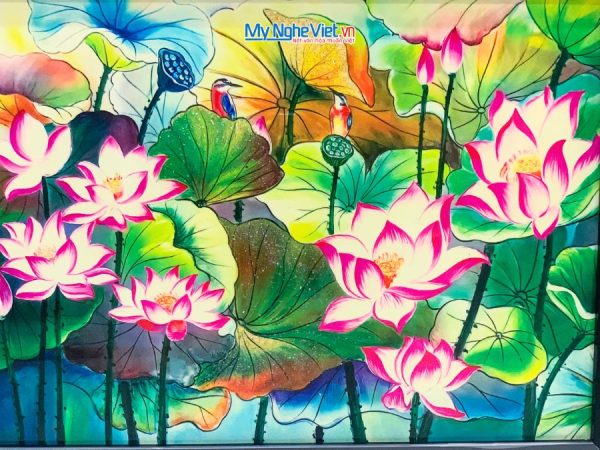 Tranh sơn mài vẽ hoa sen