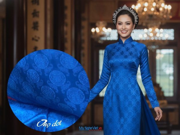 Vải áo lụa Hà Đông Thọ Dơi Xanh Dương 3.7m khổ 90cm