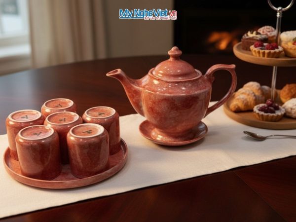 Bộ bình trà men vân đá dáng quốc hội