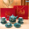 Bộ bình trà men vân đá vẽ vàng kim thuận buồm xuôi gió