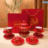 Bộ bình trà dáng cát tường vẽ vàng kim cao cấp