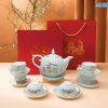 Bộ bình trà gốm sứ vẽ vàng kim cao cấp