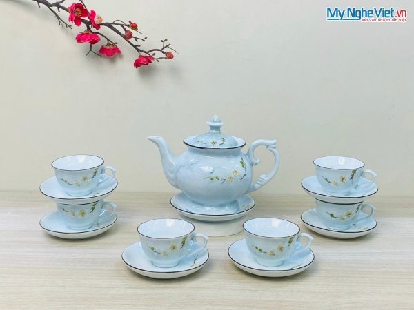 Bộ bình trà cát tường men vân đá cao cấp