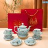 Bộ bình trà cát tường men vân đá cao cấp