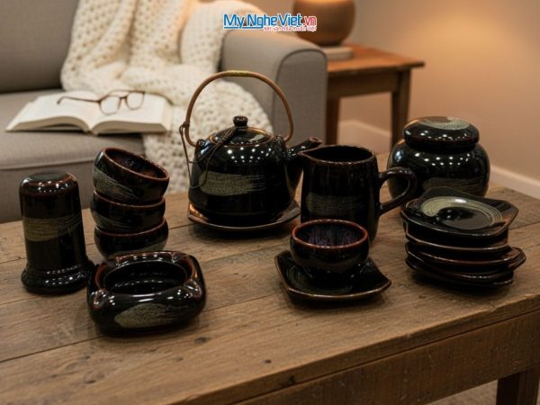 Bộ bình trà men hỏa biến cao cấp