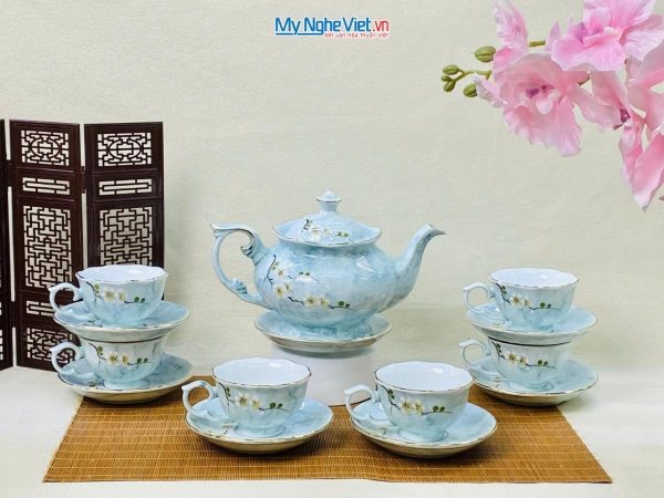 Bộ bình trà men vân đá gốm sứ cao cấp