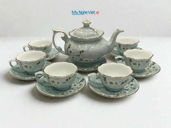 Bộ bình trà men vân đá gốm sứ cao cấp