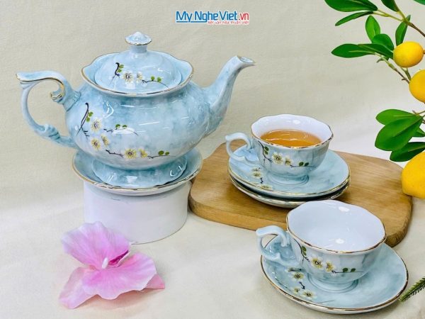 Bộ bình trà men vân đá gốm sứ cao cấp