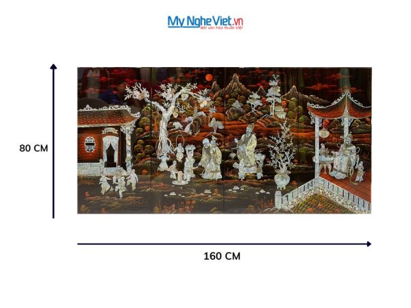 Bộ tranh sơn mài Phúc Lộc Thọ cẩn chìm