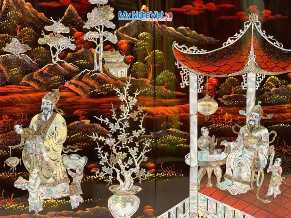 Bộ tranh sơn mài Phúc Lộc Thọ cẩn chìm
