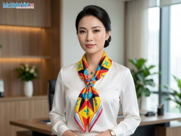 Khăn lụa tơ tằm tự nhiên in họa tiết