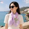 Khăn lụa tơ tằm thêu hoa sen