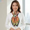 Khăn lụa tơ tằm tự nhiên in họa tiết nghệ thuật