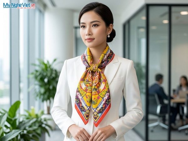 Khăn lụa tơ tằm tự nhiên in họa tiết nghệ thuật