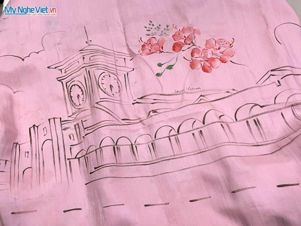 Khăn lụa tơ tằm vẽ tay chợ Bến Thành