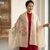 Khăn lụa tơ tằm vẽ tay hoa sen cao cấp