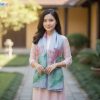 Khăn lụa tơ tằm vẽ tay hoa sen cao cấp