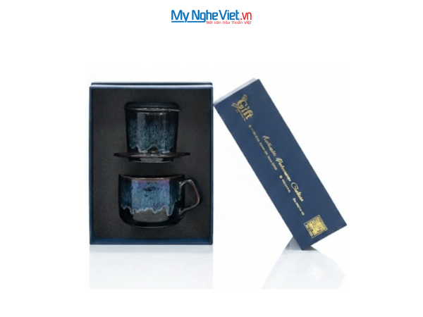 Set quà tặng gốm sứ - Phin cà phê thấp men hỏa biến