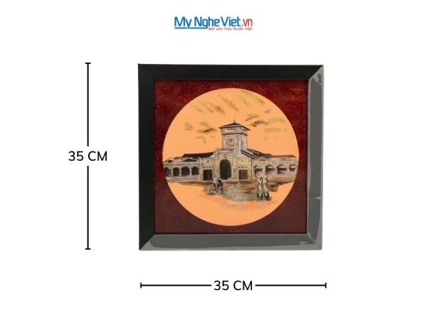 Tranh sơn mài Chợ Bến Thành