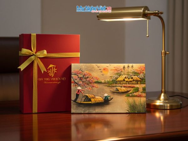 Tranh Sơn Mài Đồng Quê Dát Bạc