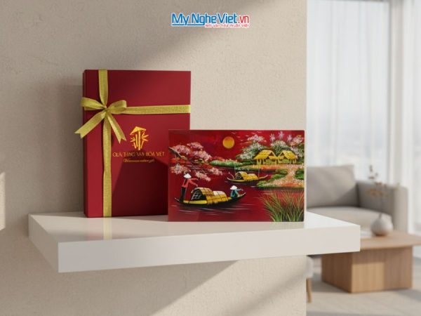Tranh Sơn Mài Đồng Quê Dát Bạc