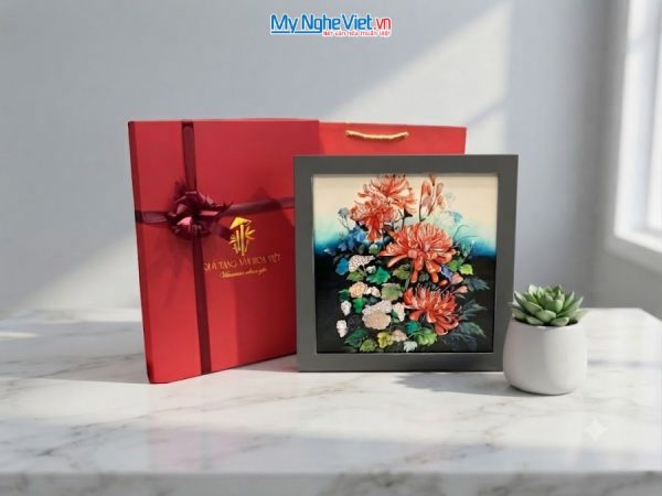 Tranh sơn mài hoa cúc