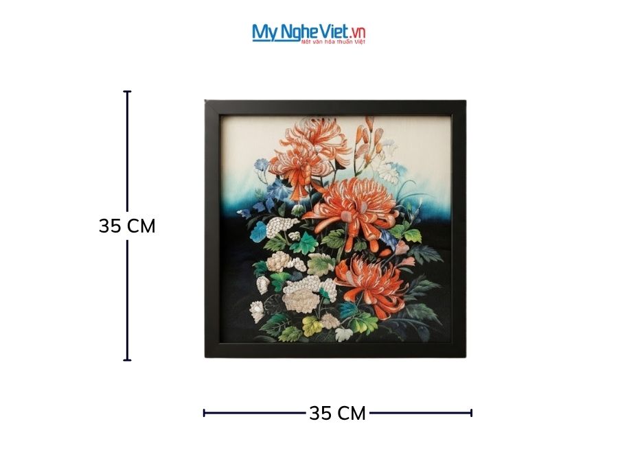 Tranh sơn mài hoa cúc
