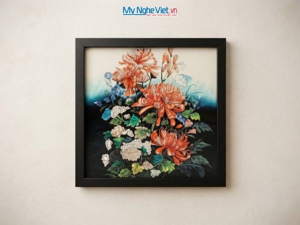 Tranh sơn mài hoa cúc