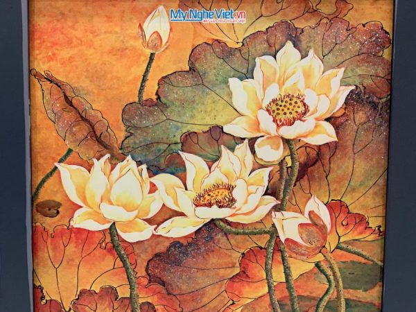 Tranh sơn mài hoa sen