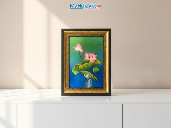 Tranh Sơn Mài Hoa Sen Đắp Nổi Cao Cấp