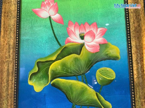Tranh Sơn Mài Hoa Sen Đắp Nổi Cao Cấp