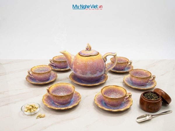 Bộ bình trà men hỏa biến