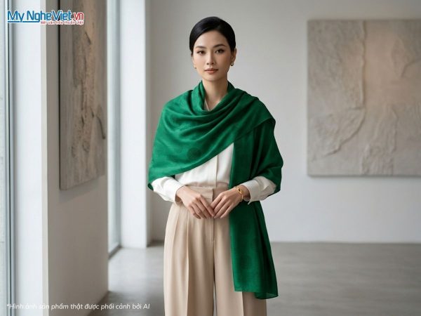 Khăn choàng lụa tơ tằm vân cổ Hà Đông cao cấp
