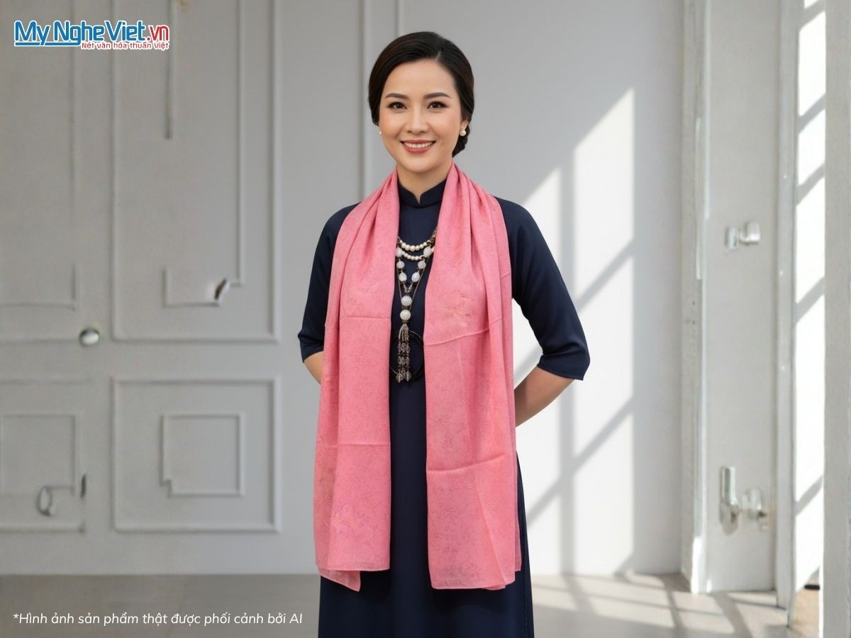Khăn choàng lụa tơ tằm vân cổ Hà Đông cao cấp