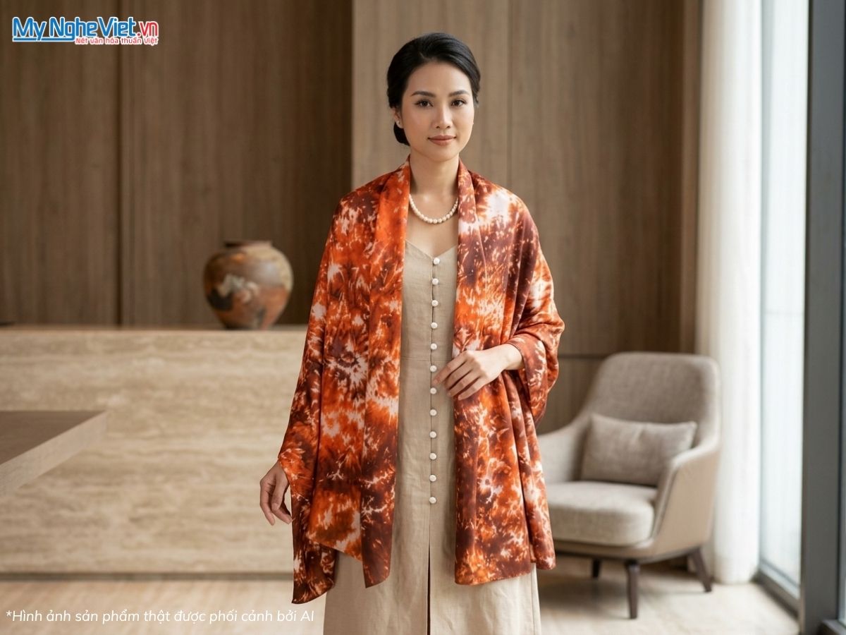 Khăn lụa tơ tằm loang