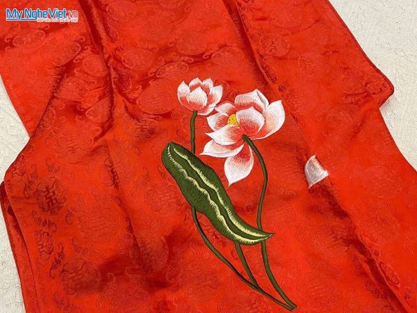 Khăn choàng cổ lụa tơ tằm thêu hoa