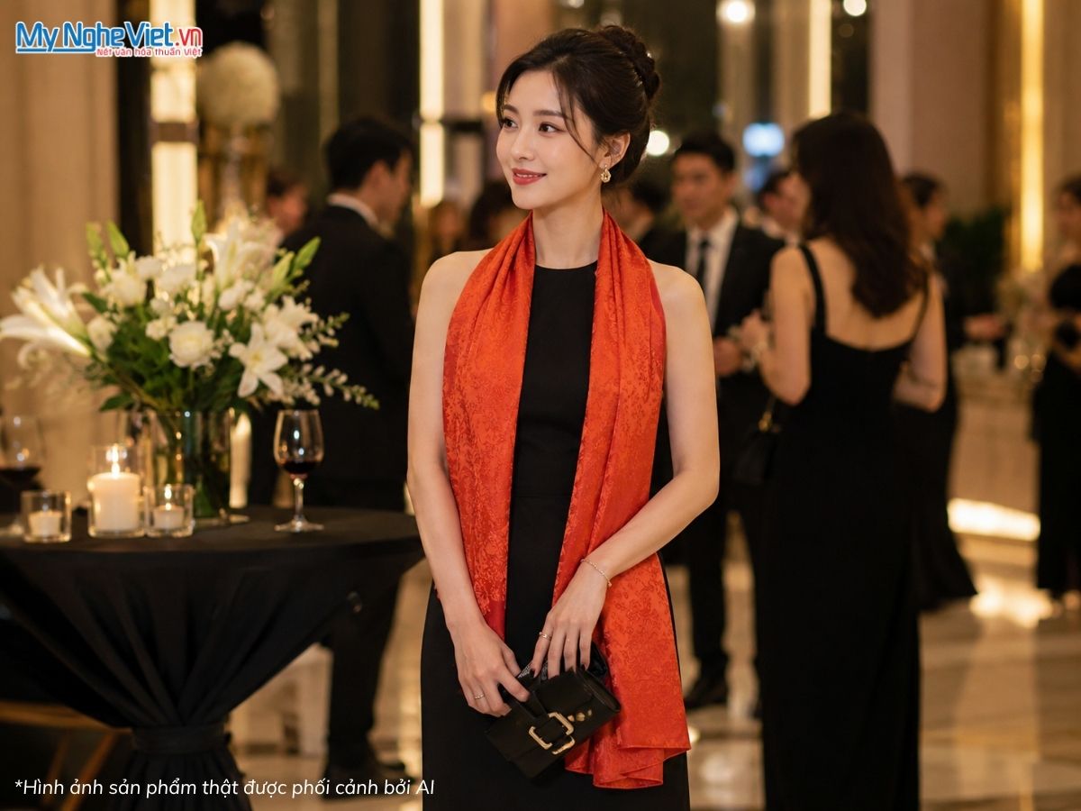 Khăn lụa tơ tằm vân cổ cao cấp