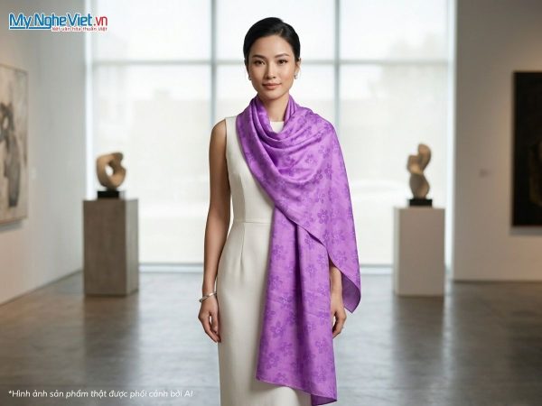 Khăn choàng lụa tơ tằm vân cổ Hà Đông cao cấp