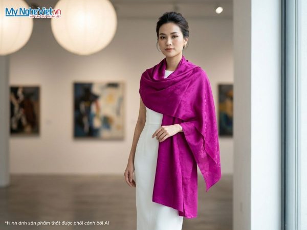 Khăn choàng lụa tơ tằm vân cổ Hà Đông cao cấp