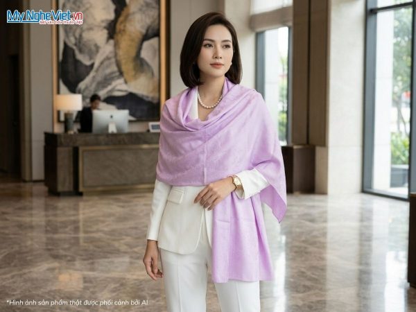Khăn choàng lụa tơ tằm vân cổ Hà Đông cao cấp