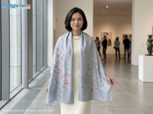 Khăn lụa tơ tằm vẽ tay chợ Bến Thành - Quà tặng đối tác nước ngoài