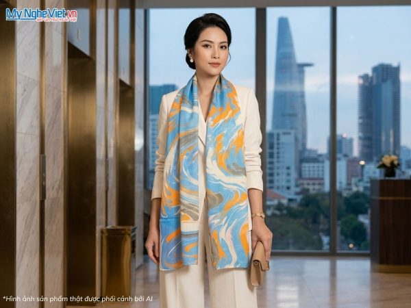 Khăn lụa tơ tằm vẽ thủy ấn