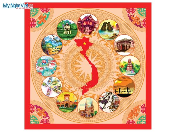 Khăn vuông lụa tơ tằm họa tiết nghệ thuật