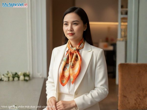 Khăn vuông lụa tơ tằm họa tiết nghệ thuật