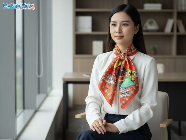 Khăn vuông lụa tơ tằm họa tiết nghệ thuật