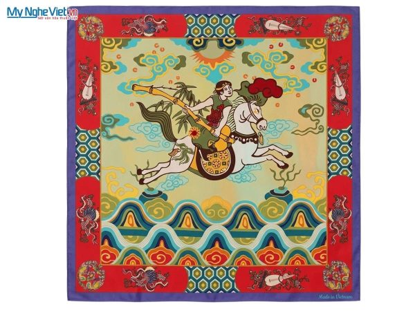 Khăn vuông lụa tơ tằm họa tiết nghệ thuật