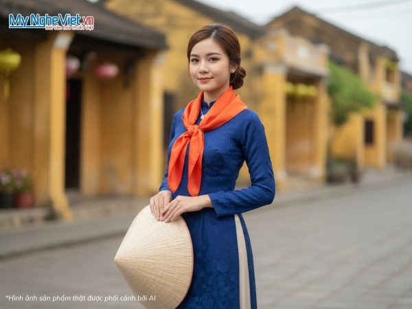 Khăn vuông lụa tơ tằm thêu hoa sen